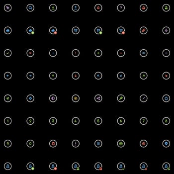 Vector set of colorful icons with various categories