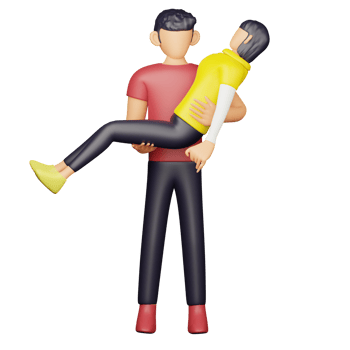 3d man character carry woman png