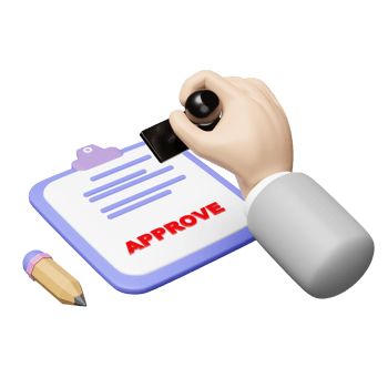 businessman using square rubber approved stamp with clipboard, checklist isolated. 3d illustration render png