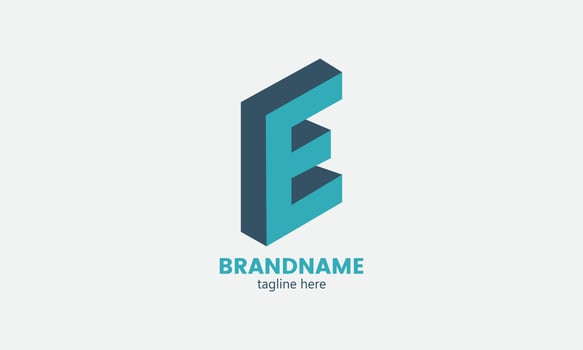illustration of letter E with 3d shadow. Initial E letter logo template, vector icon design.