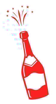Champagne bottle illustration isolated. Christmas vector flat icon isolated