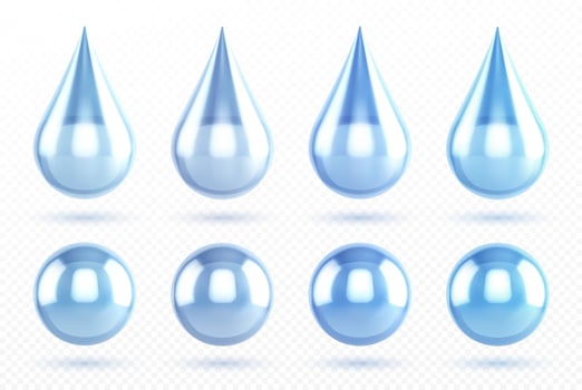 Blue water drops and aqua spheres vector