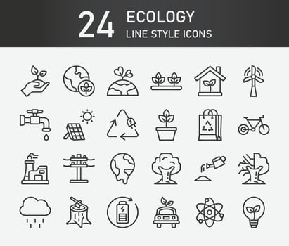 Ecology icon set. Different ecology collection, Ecology in outline style. Vector