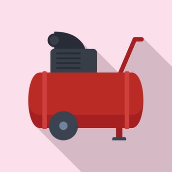 Machine air compressor icon, flat style vector