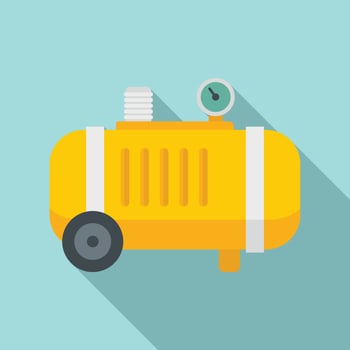 Industrial air compressor icon, flat style vector