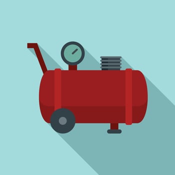 Pressure air compressor icon, flat style vector