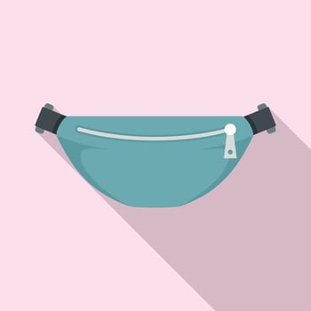 Money waist bag icon, flat style vector