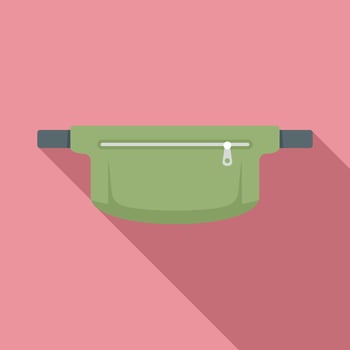 Waist handbag icon, flat style vector