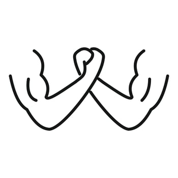 Arm wrestling handshake icon, outline style vector