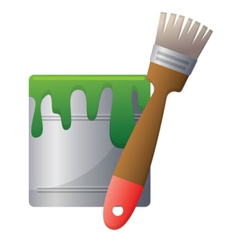Garden pain bucket icon, cartoon style vector