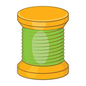 Wooden coil icon, cartoon style vector