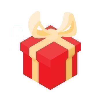 Christmas box icon, cartoon style vector