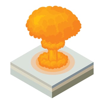 Nuclear explosion icon, cartoon style vector