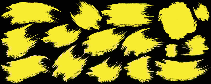 Modern splash brush frame yellow color background set vector