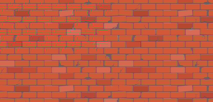 rough, old, and damaged red brick wall background. Vector illustration seamless pattern live pattern