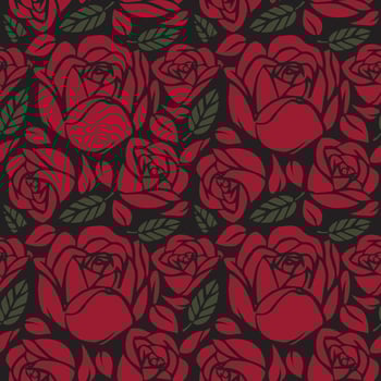 Red rose Floral Seamless vector illustration pattern background. Design for use All over textile fabric print wrapping paper backdrop and others. Spring flower graphic design