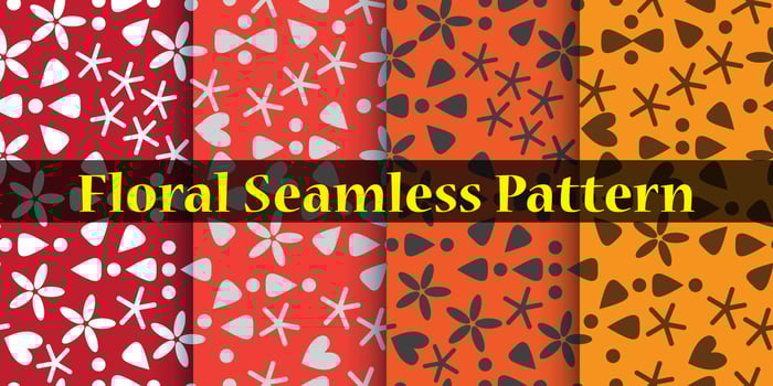 Various Floral shapes and others objects elements abstract trendy seamless vector pattern. Design use for Background, wallpaper, fabric and others.