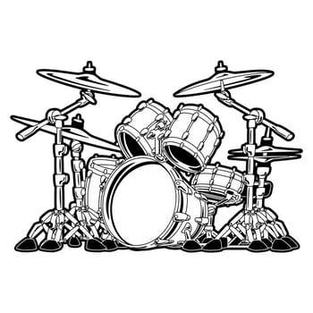 Vector illustration of musical instrument drum set