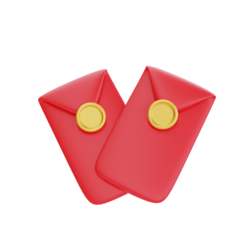 3D red envelope isolated, decoration for Chinese new year, Chinese Festivals, Lunar, CYN element, 3d rendering. png