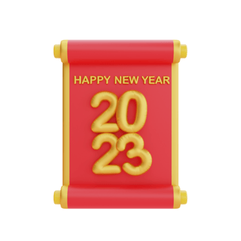 3D red ancient scroll isolated, decoration for Chinese new year, Chinese Festivals, Lunar, CYN 2023, Year of the Rabbit, 3d rendering. png