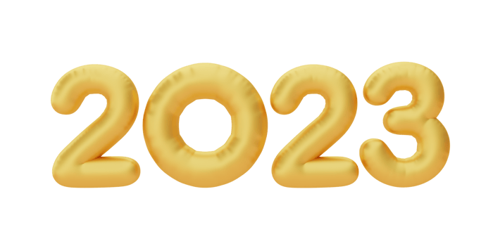 Happy New Year 2023, Golden number isolated, decoration for Chinese new year, Chinese Festivals, CYN element, 3d rendering. png