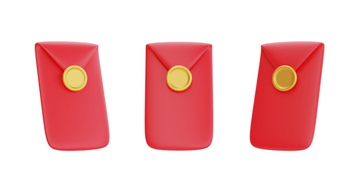 3D red envelope isolated, decoration for Chinese new year, Chinese Festivals, Lunar, CYN element, 3d rendering. png
