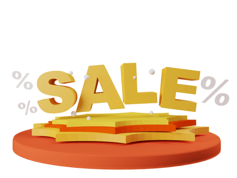 3d render sale promotion with podium stage png