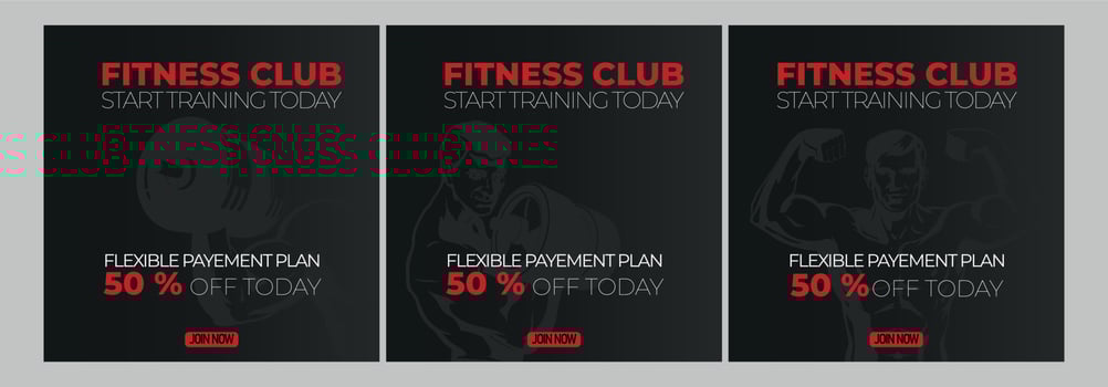 Fitness gym club offer banner. vector