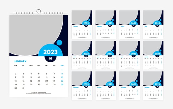 12 page 2023 wall calendar design template vector