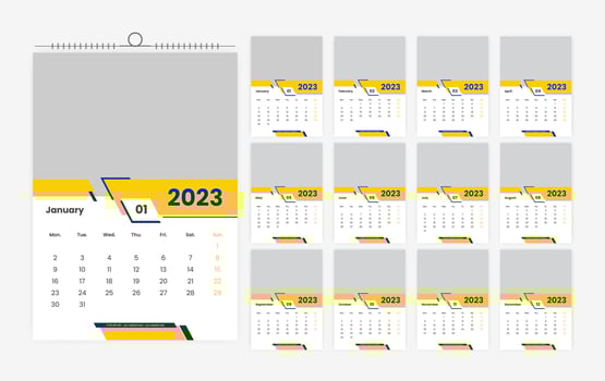 12 page 2023 wall calendar design template vector
