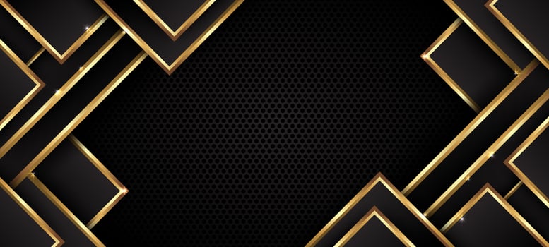Abstract Black Triangular Background with Gold Lines vector