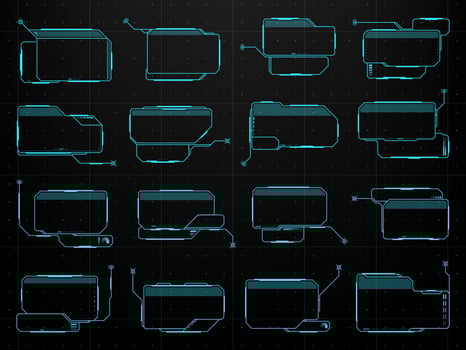 Hud callout titles, interface digital info boxes vector