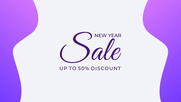 New Year sale background banner template design with purple color Free Vector
