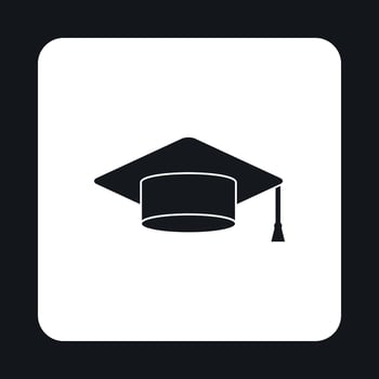 Graduation cap icon, simple style vector