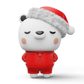 Cute Polar bear with christmas hat, happy christmas, 3d rendering png