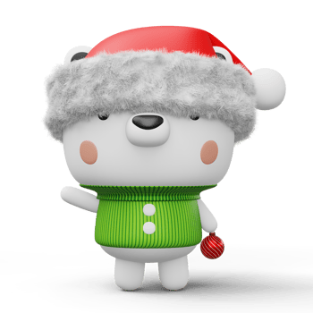 Cute Polar bear with christmas hat, happy christmas, 3d rendering png