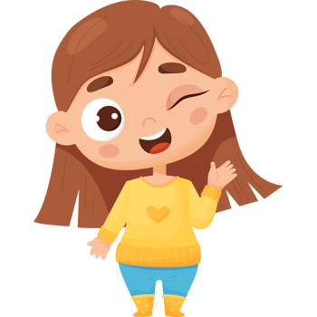 Playful joyful girl winks.  character emotion png