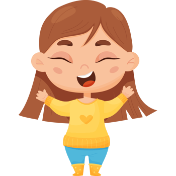 Happy joyful girl. Female character emotion png