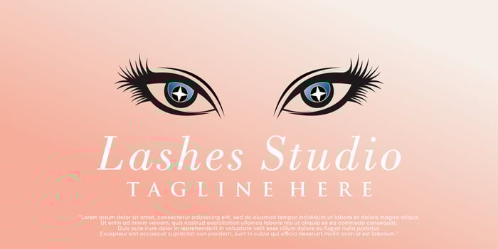 Eyelashes logo design for beauty lash salon with creative concept and business card Premium Vector