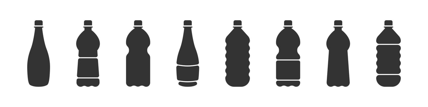 Bottles. Plastic bottle collection. Flat vector liquid bottles icons. Vector illustration