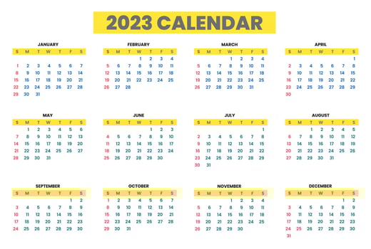 2023 Calendar Template vector