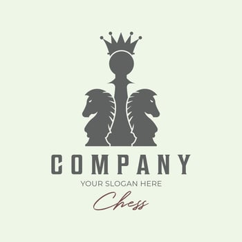 chess vintage minimalist illustration design logo vector