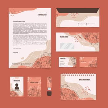 Corporate Identity Kit with Hand Drawn Floral Element vector
