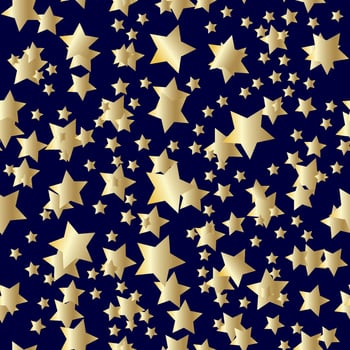 Golden stars background. Night sky seamless pattern vector