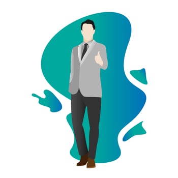 Man thumb up illustration. Flat character design illustration. Eps 10 vector