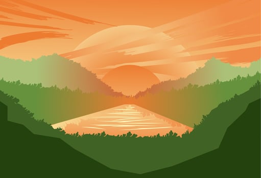 Flat landscape design illustration. Eps 10 vector