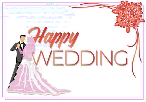 Wedding invitation template. Hijab woman.Flat character design illustration. Eps 10 vector