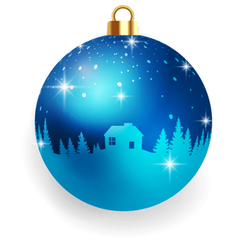Metallic Blue Christmas Ball. png