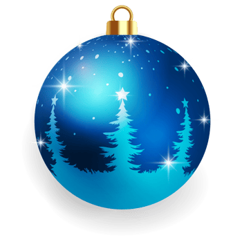 Metallic Blue Christmas Ball. png