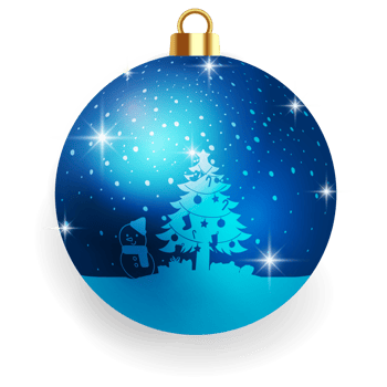 Metallic Blue Christmas Ball. png